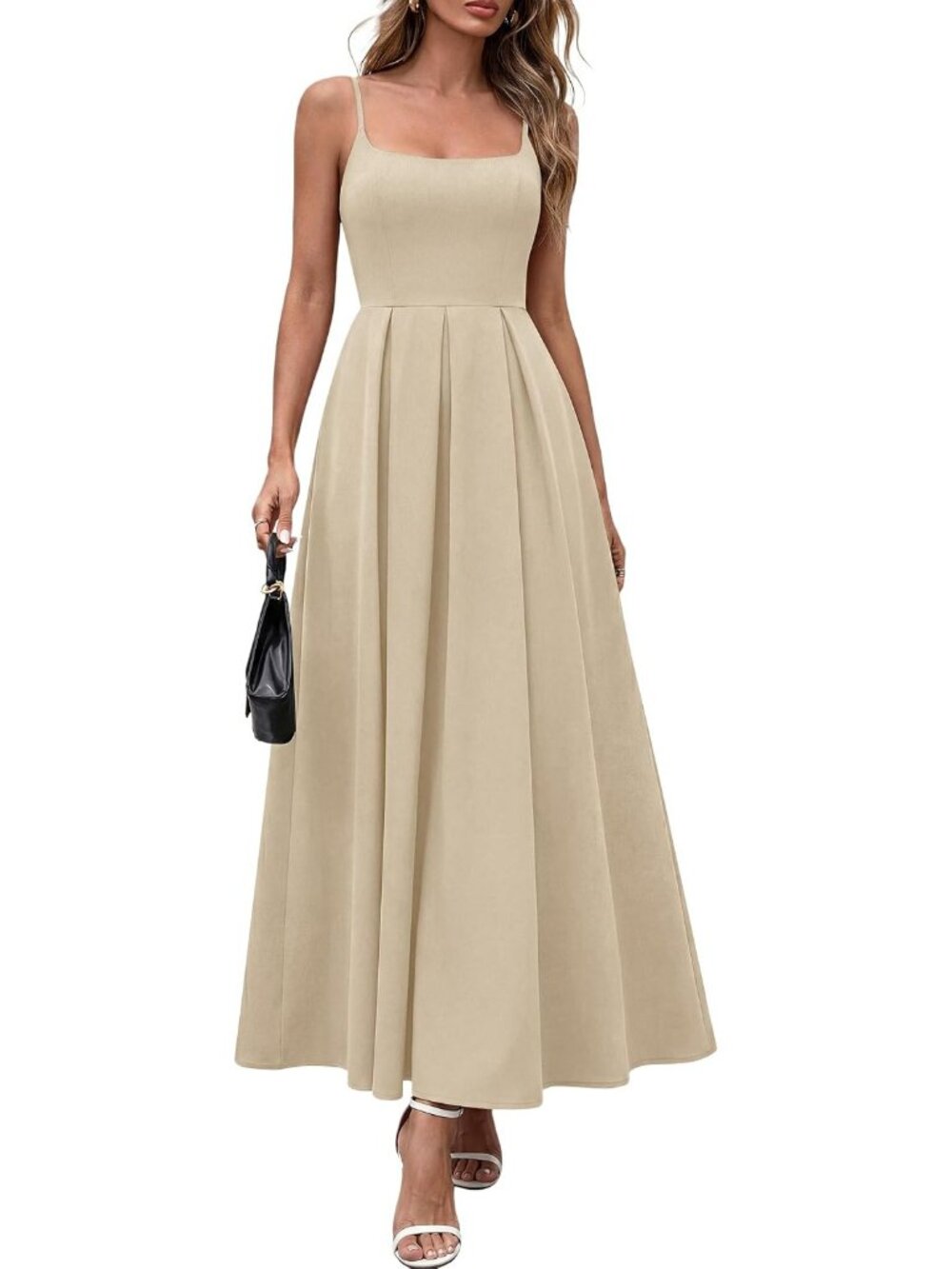 Women's Light Khaki Summer 2026 Spring Elegant Ruffle A Line Guest Maxi Dresses
